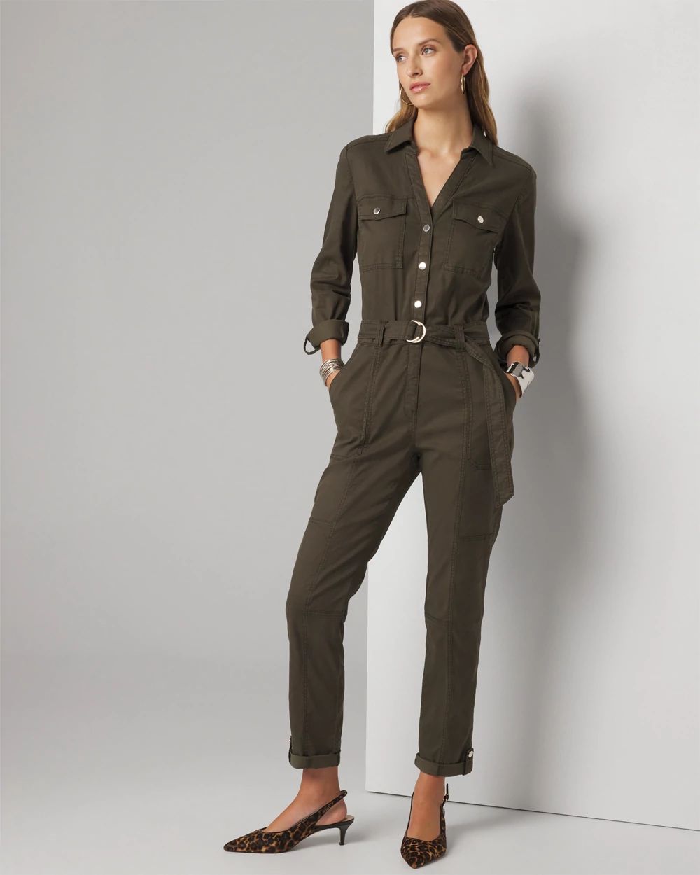 Long sleeve utility jumpsuit best sale